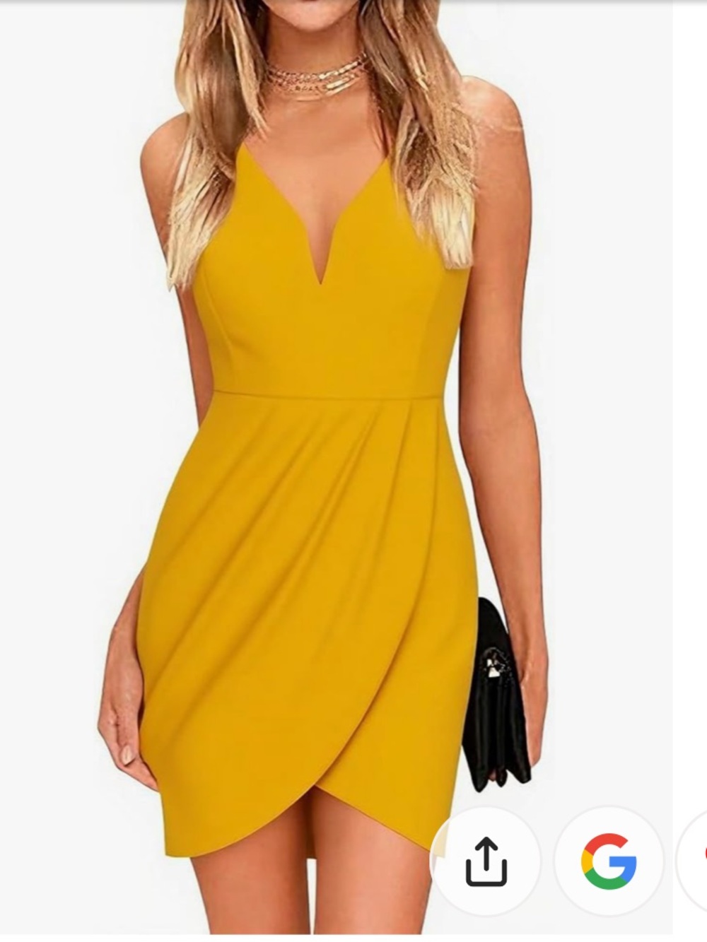 Yellow V-Neck Wrap Bodycon Dress